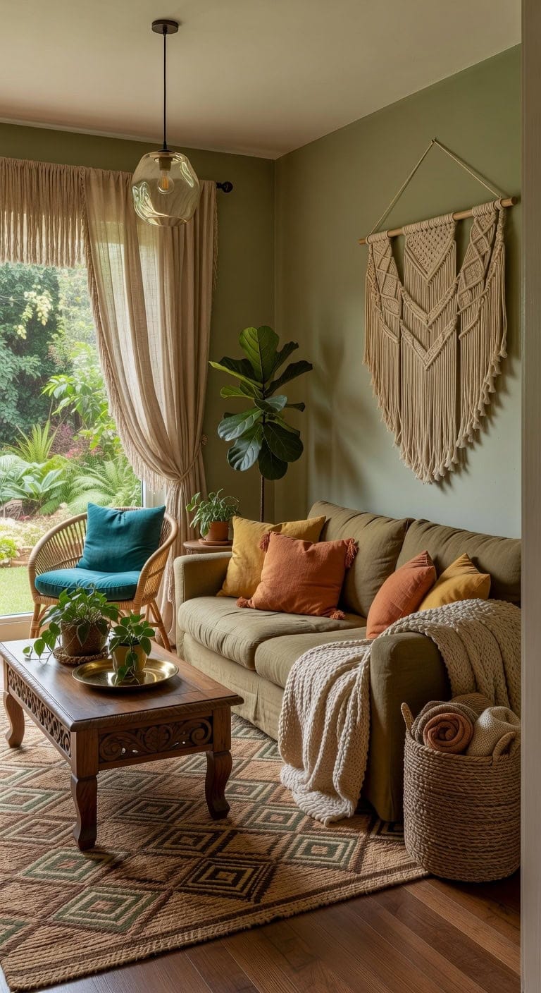boho teal macram cozy textures