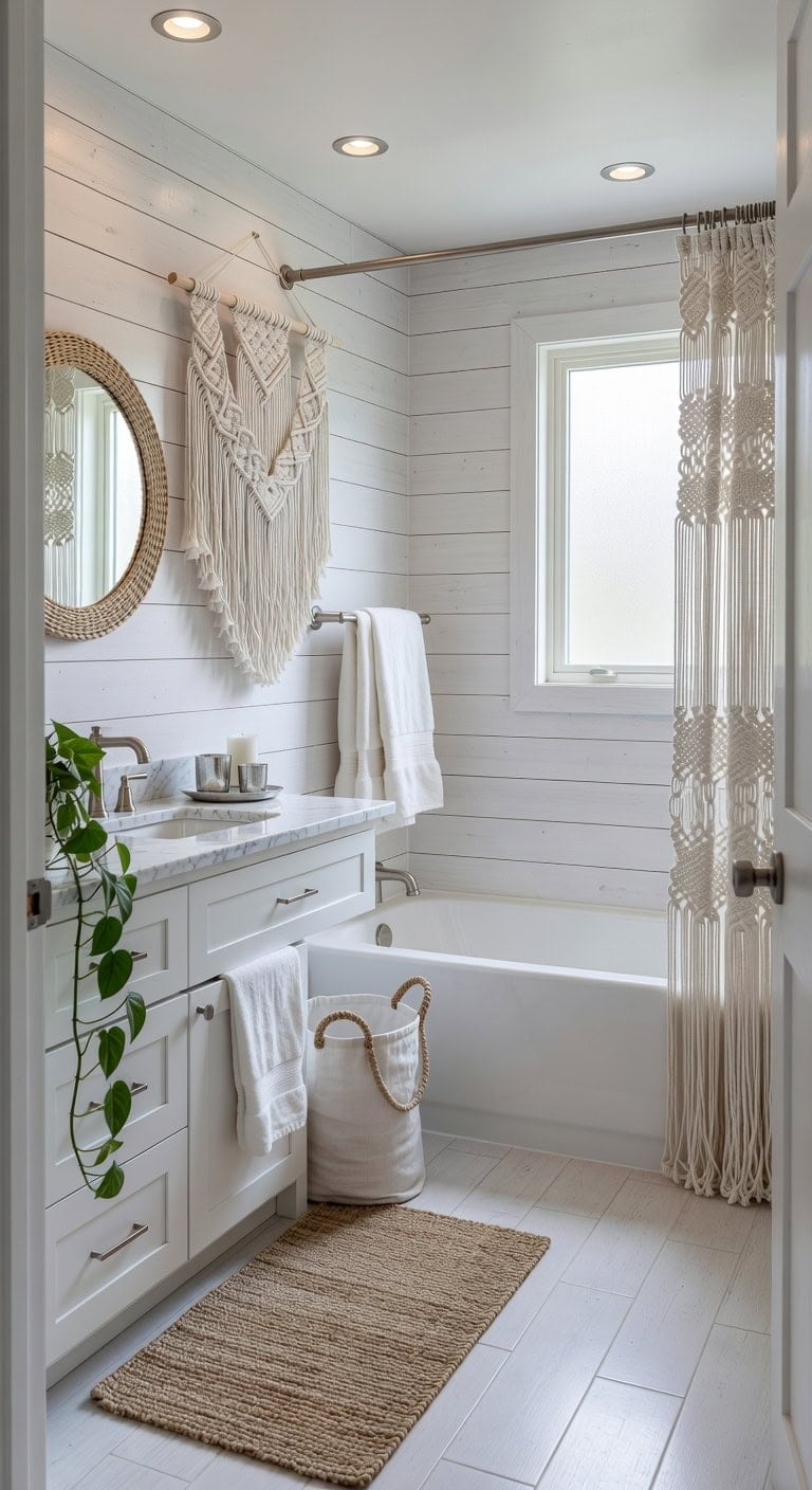 boho white macram bath