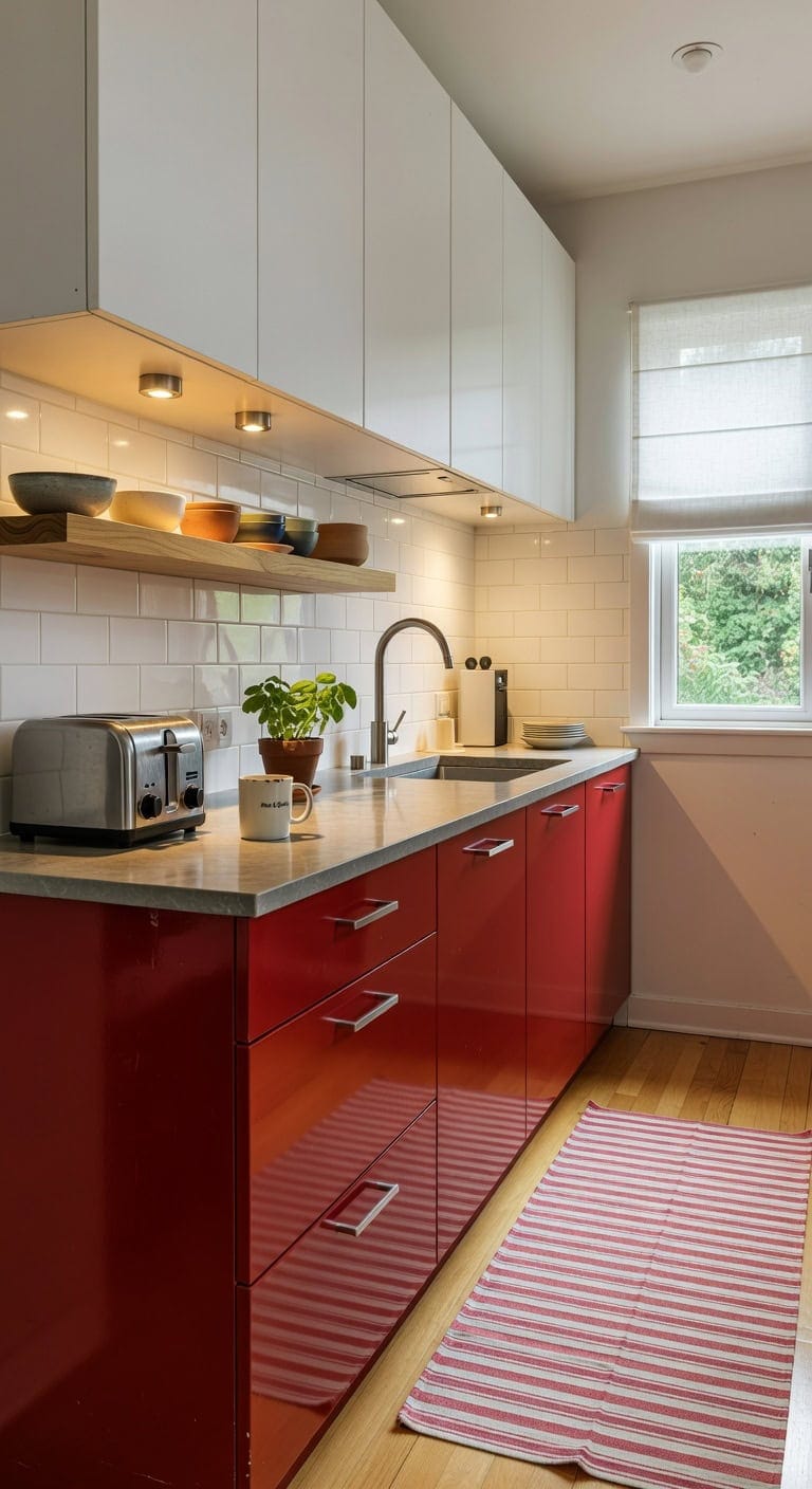 bold compact vibrant kitchen