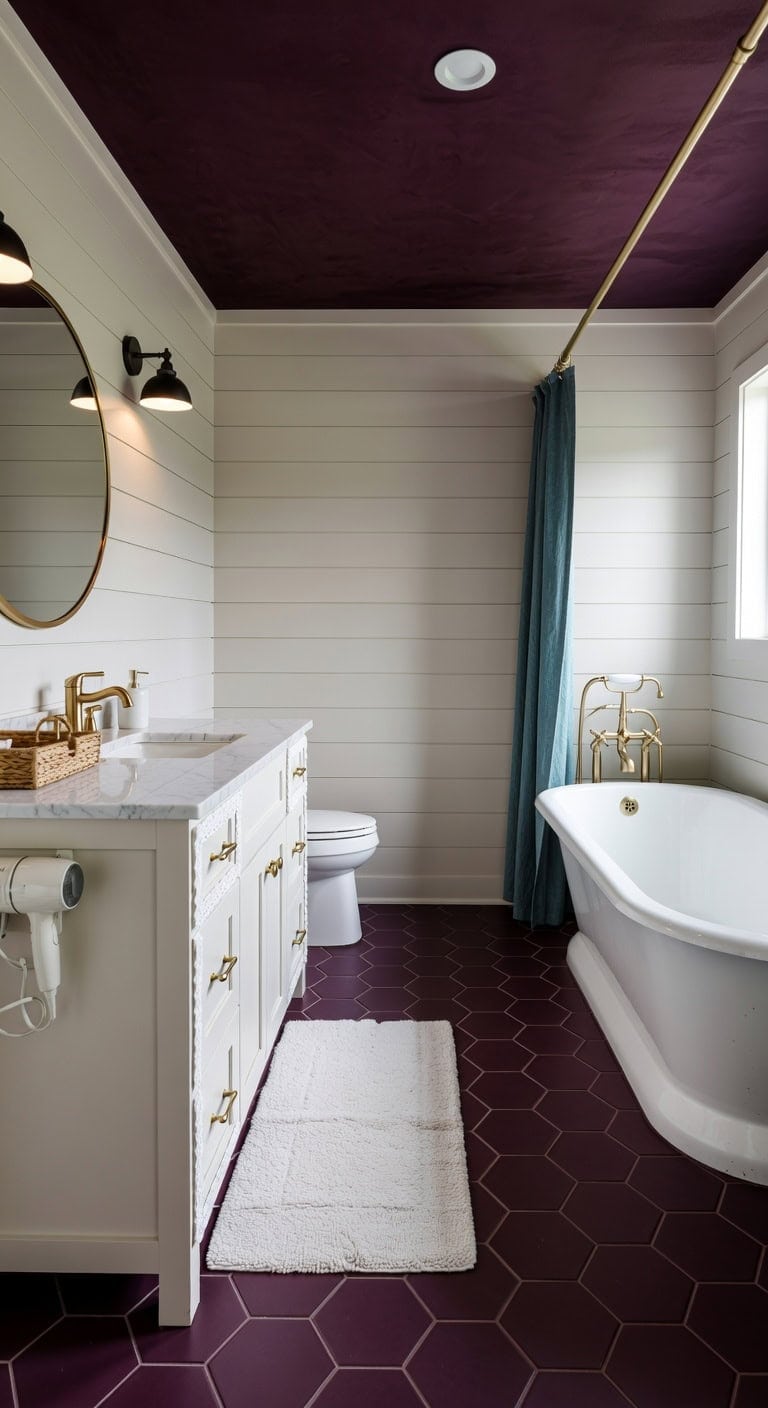 bold luxurious inviting plum bathroom