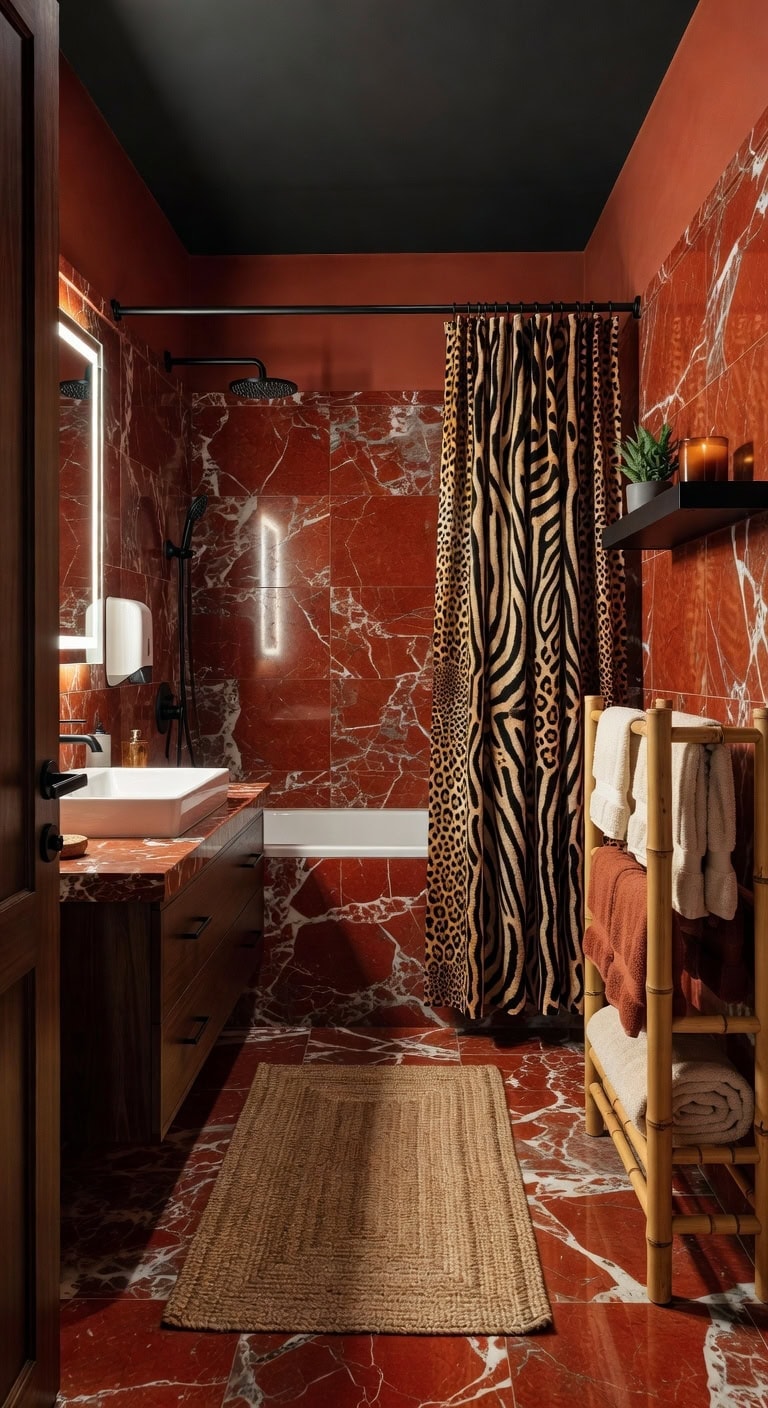 bold red safari bath
