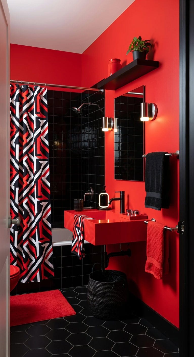 bold retro 80s bathroom