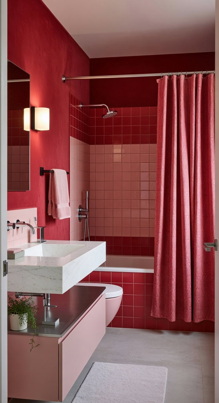 bold romantic minimalist bathroom