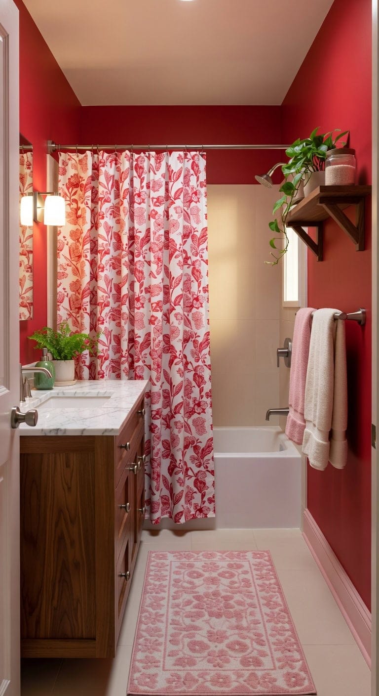 botanical red and pink