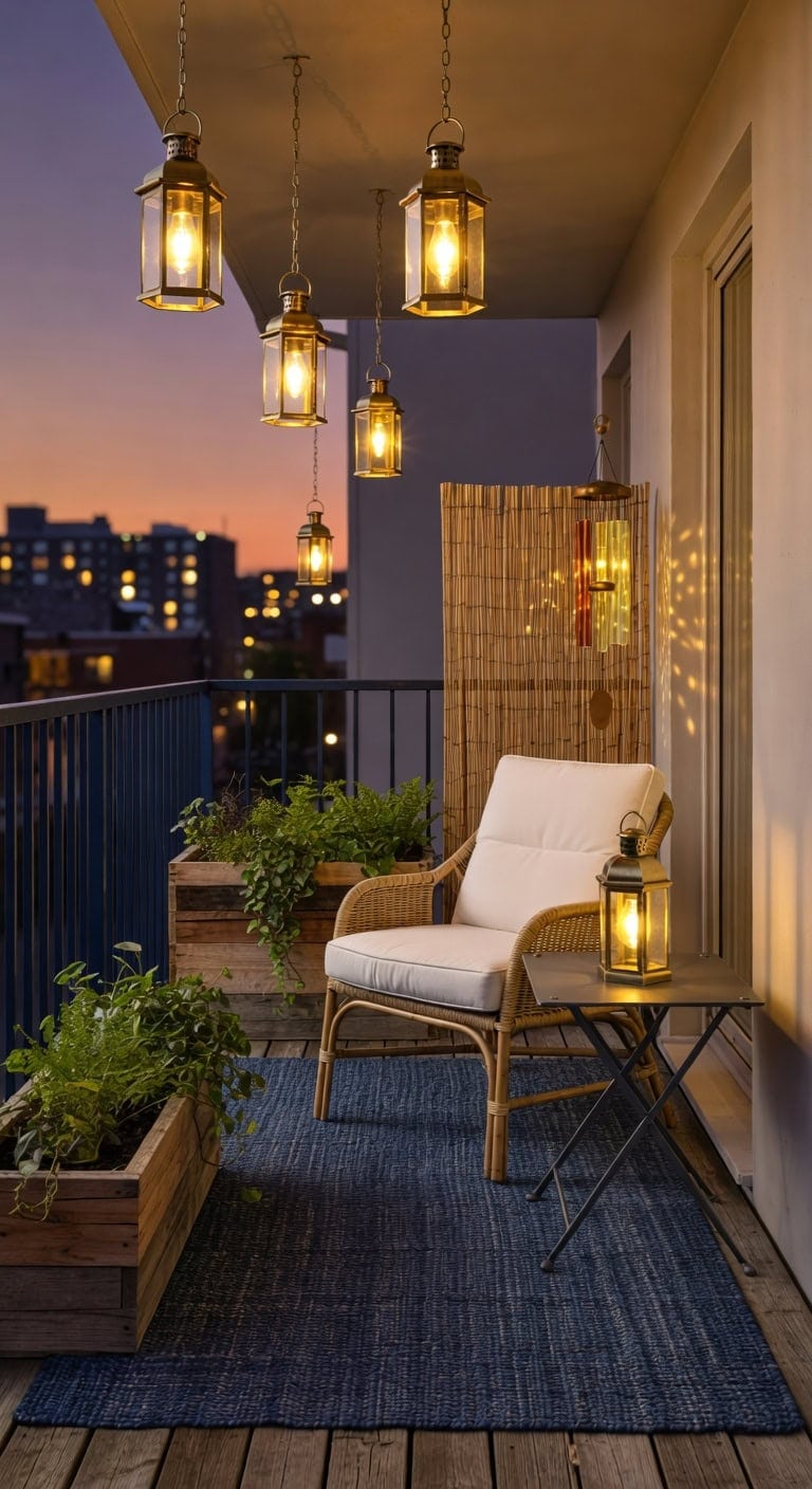 brass flickering outdoor balcony