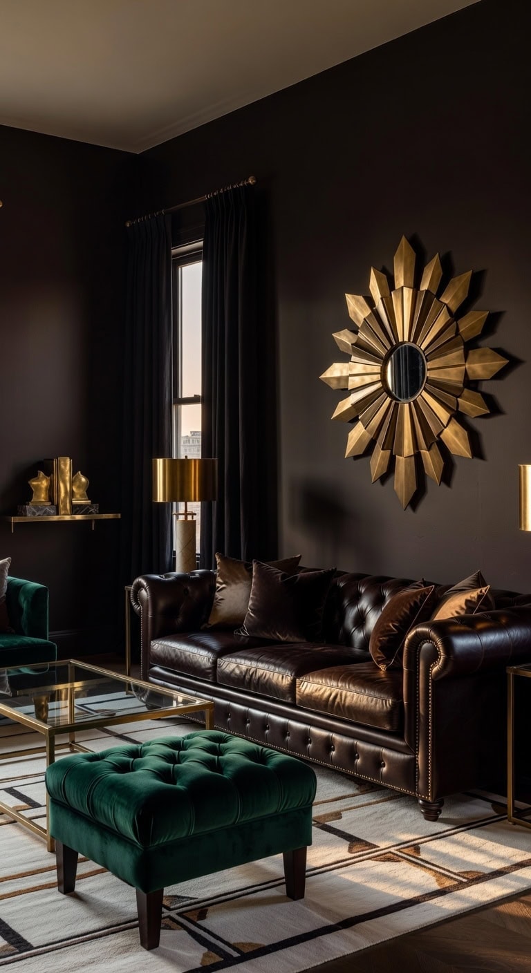 brass velvet geometric glam