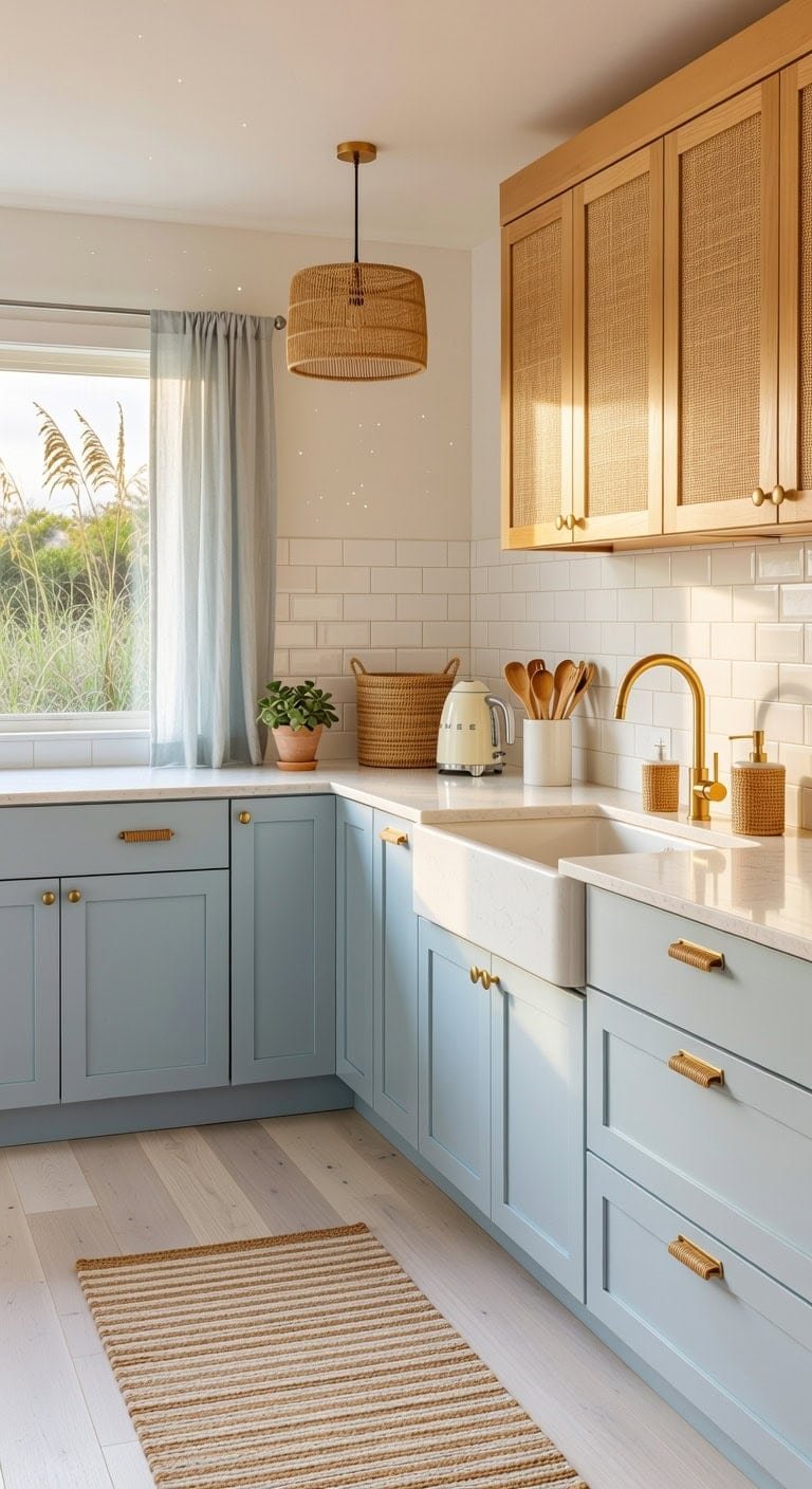 breezy coastal kitchen with rattan
