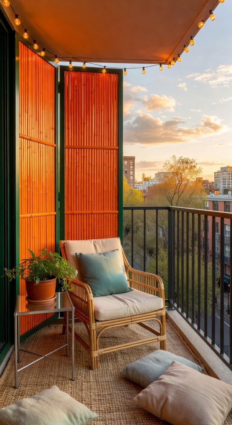 bright orange bamboo privacy screen