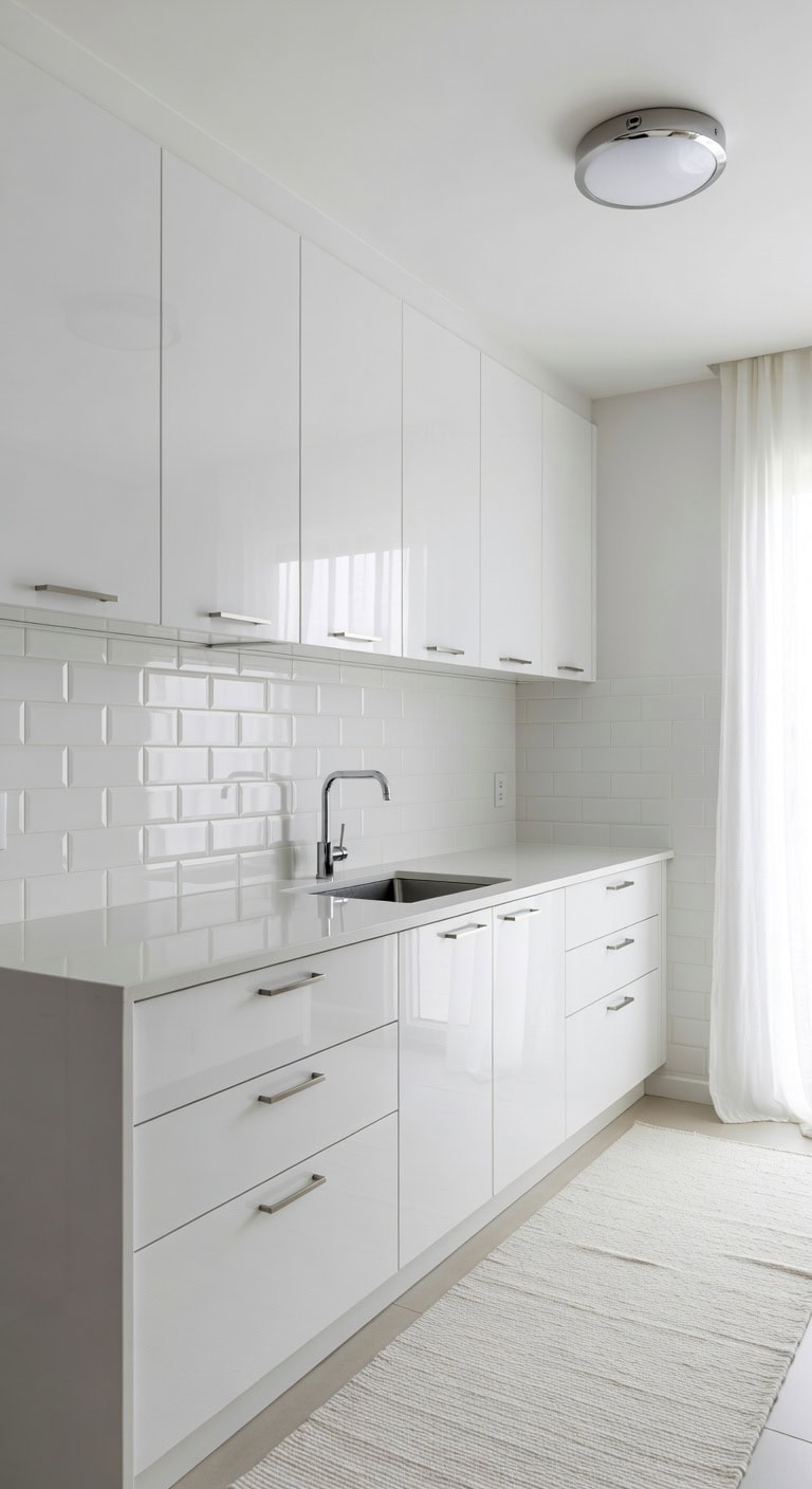 bright reflective high gloss kitchen aesthetic