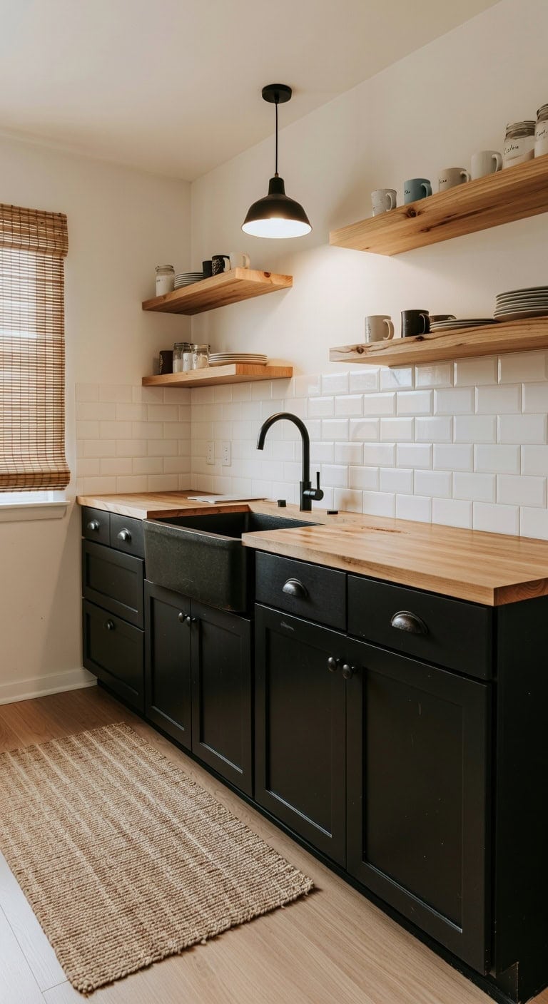 budget friendly black and wood