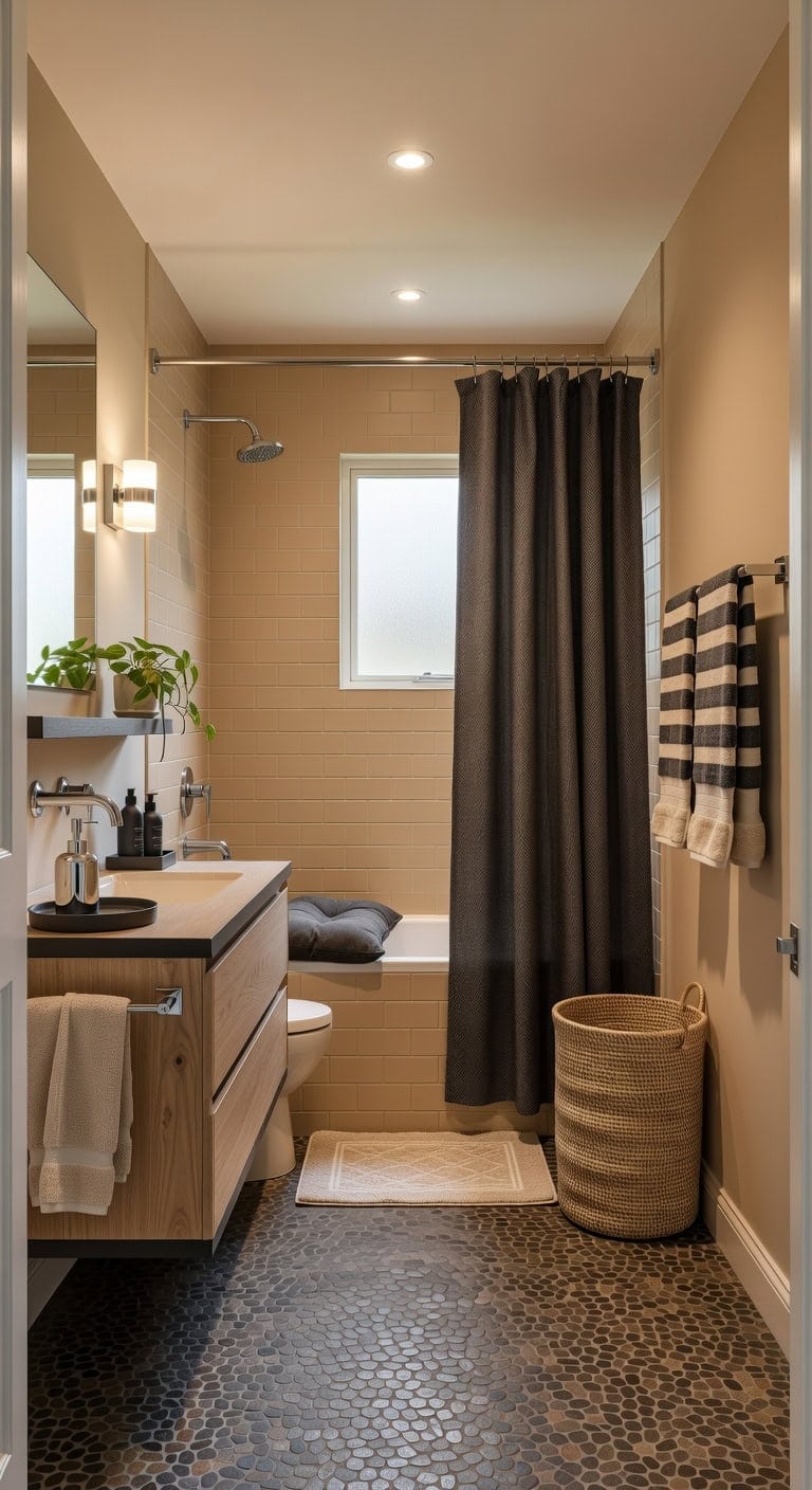 charcoal and sand luxe bathroom