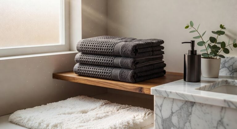 charcoal cotton waffle towel sets