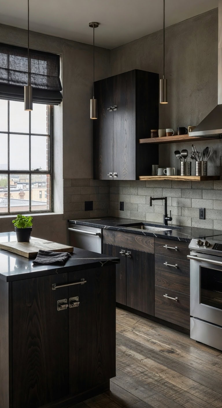 charcoal maple with steel accents