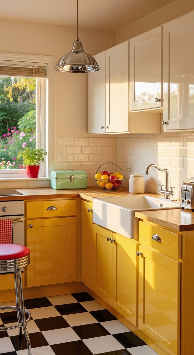 cheerful retro kitchen transformation inspiration