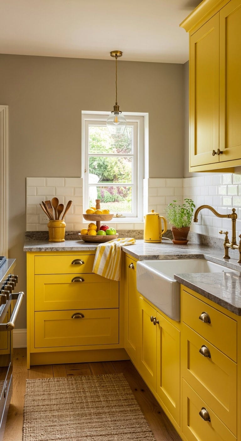 cheerful yellow and grounded stone