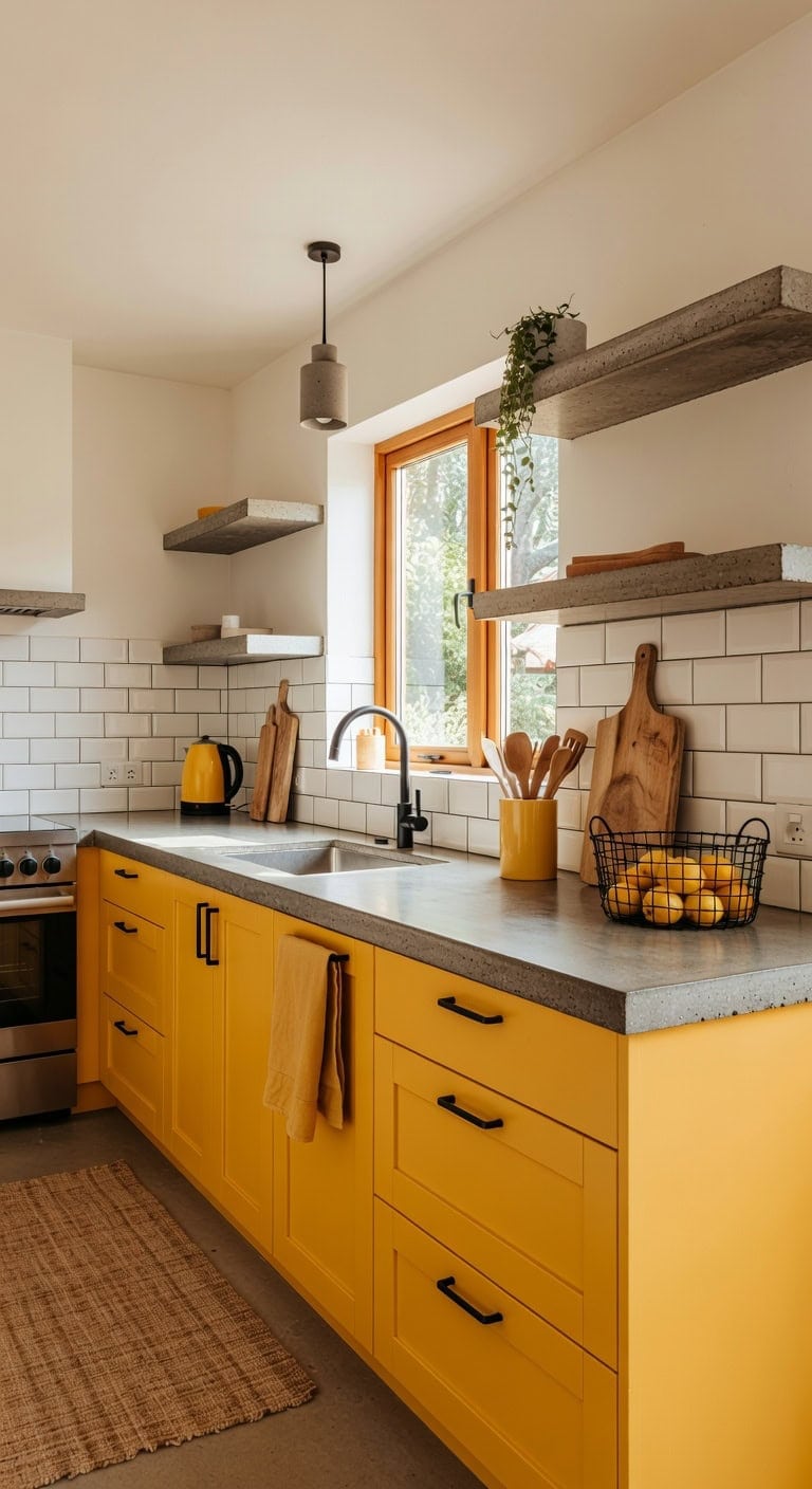 cheerful yellow base concrete floating uppers