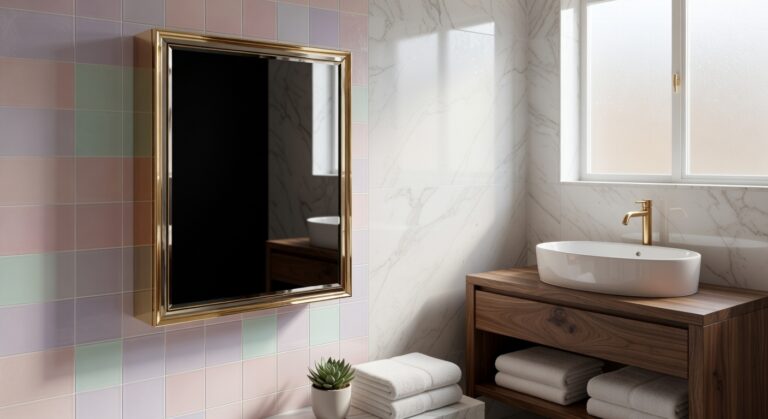 chic black mirrored bathroom cabinets