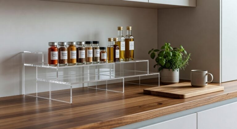clear acrylic cabinet shelf risers