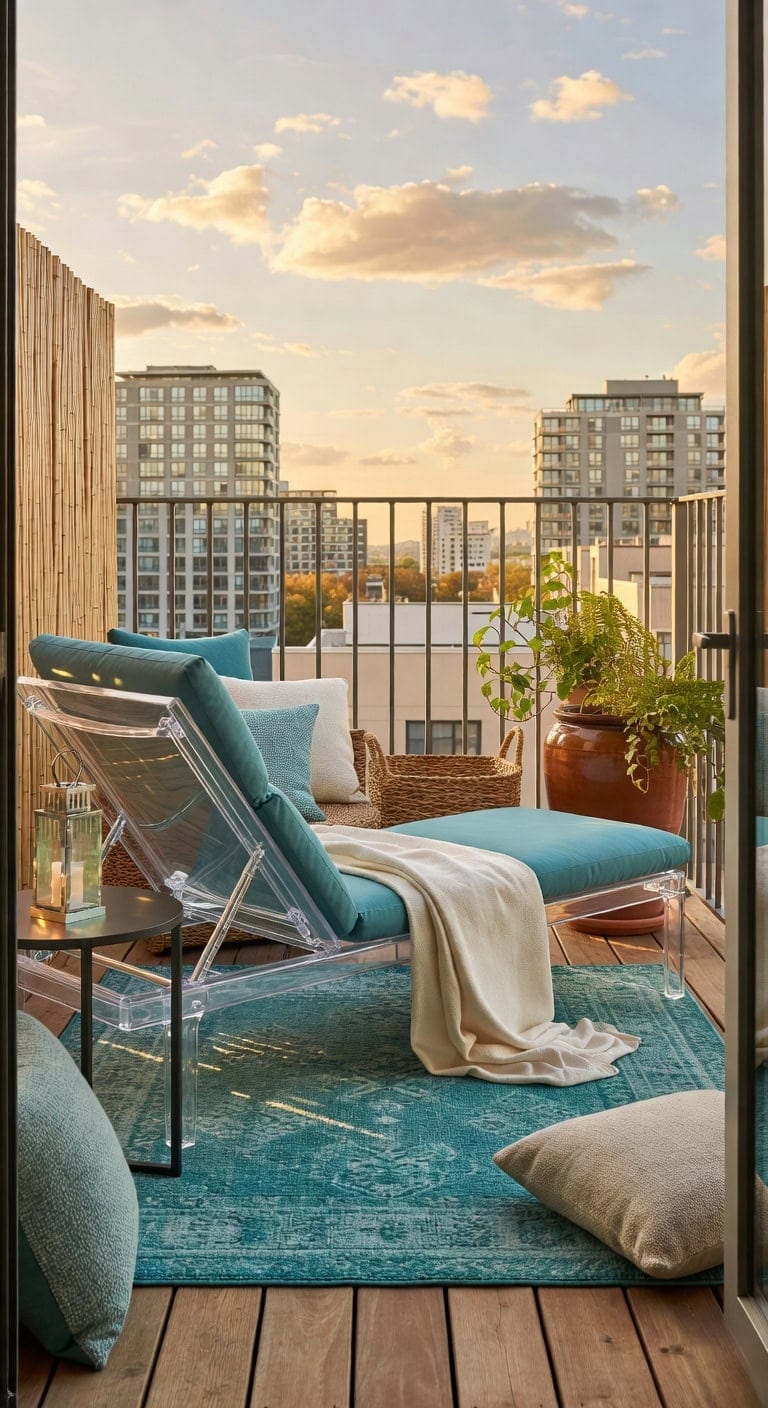 clear polycarbonate teal chaise