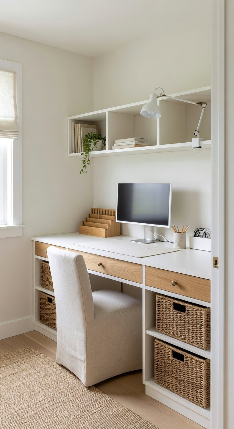 clutter reducing textured compact inviting workspace