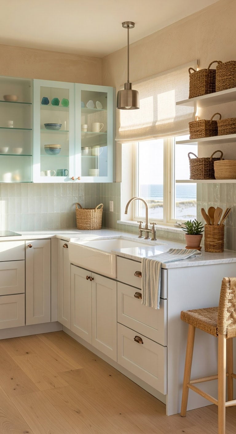 coastal glass shelves vignette