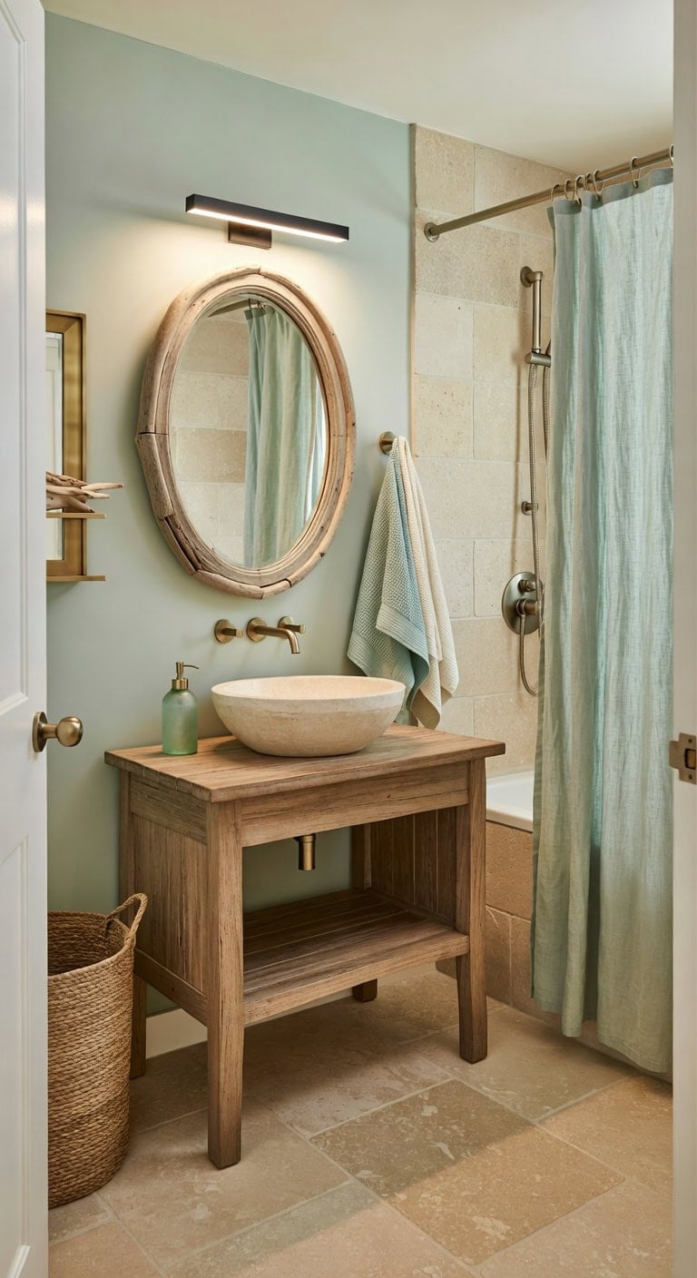 coastal sea foam driftwood brass