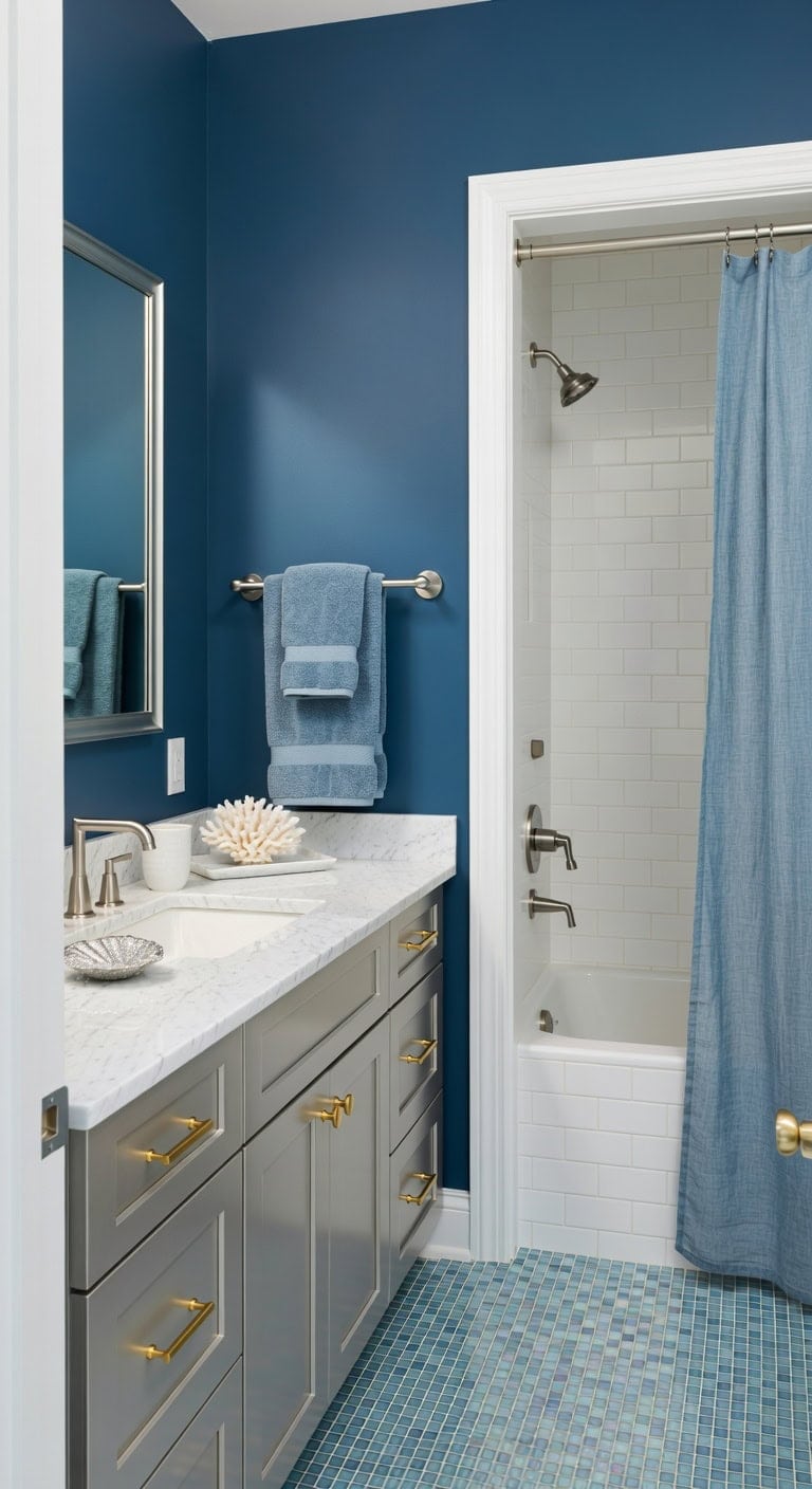coastal silver accented blue retreat