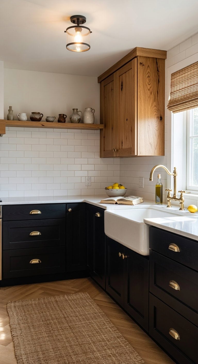 collected grounded warm contrasting kitchen