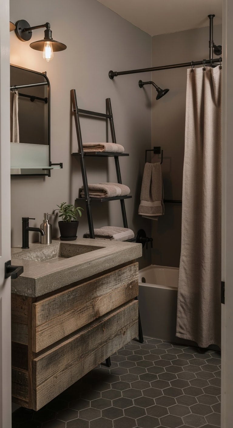 concrete countertop black ladder