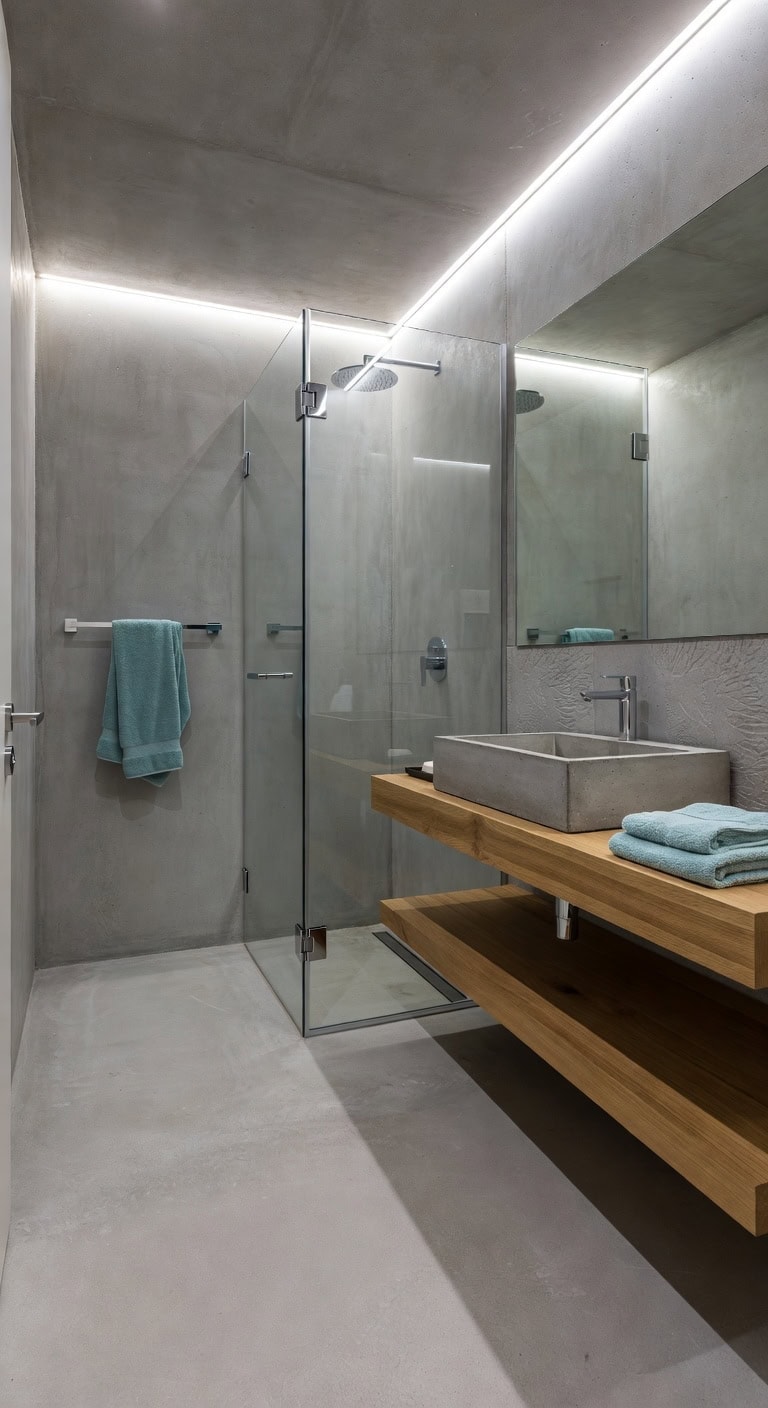concrete glass chrome minimalist