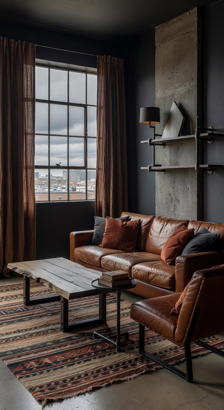 concrete rust leather linen