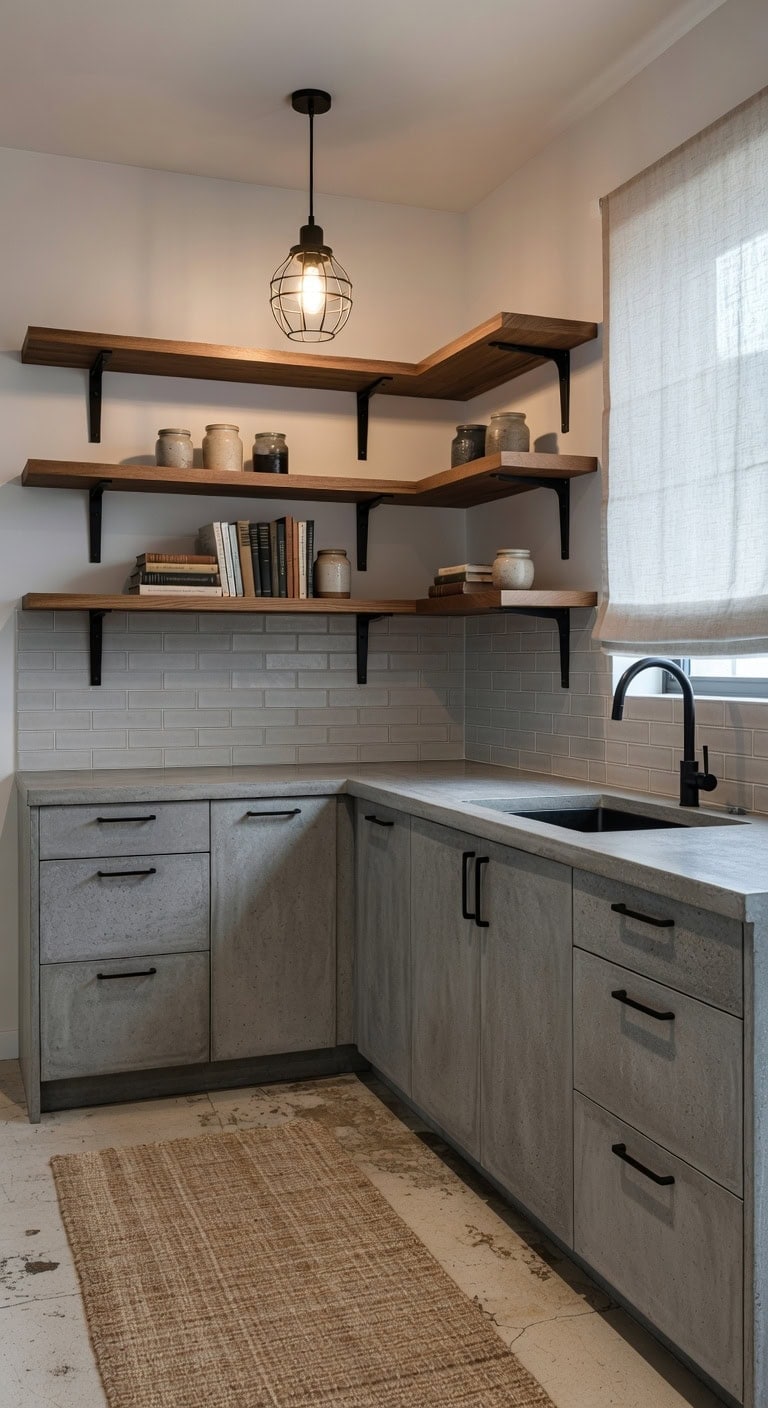 concrete wood industrial curated pantry