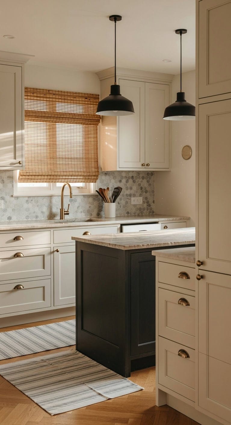 contrasting light and dark cabinetry