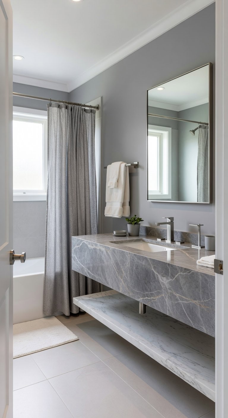 cool gray quartzite vanity