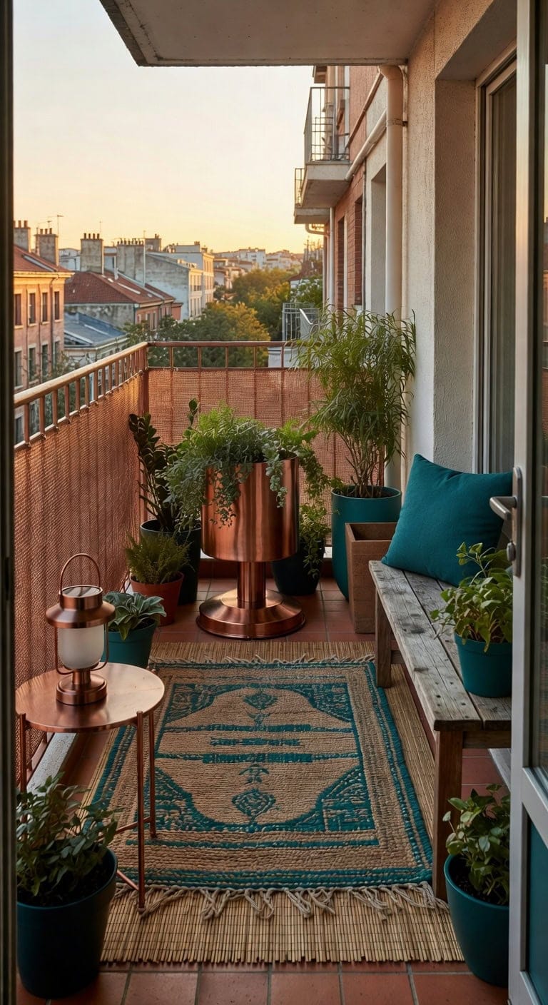 copper toned rotating planter stand