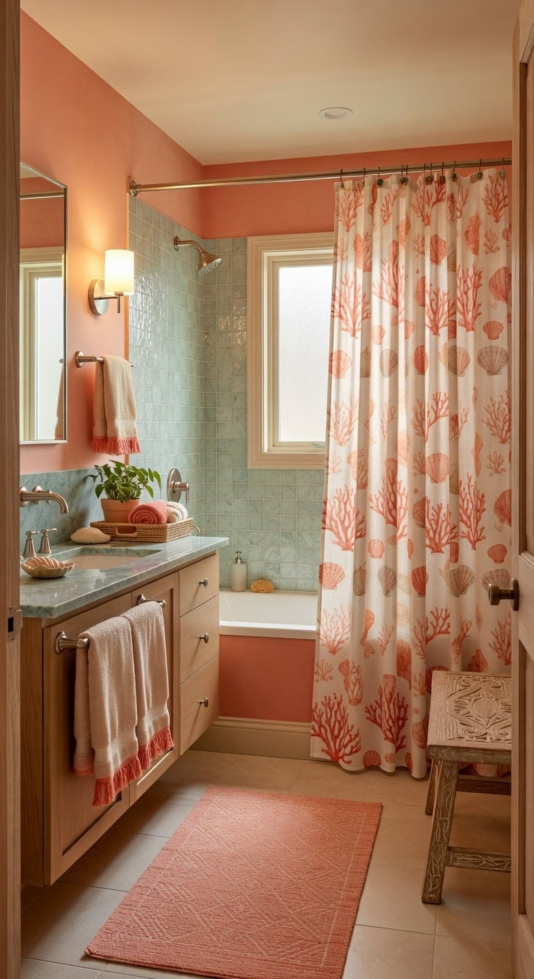 coral accented coastal bath retreat