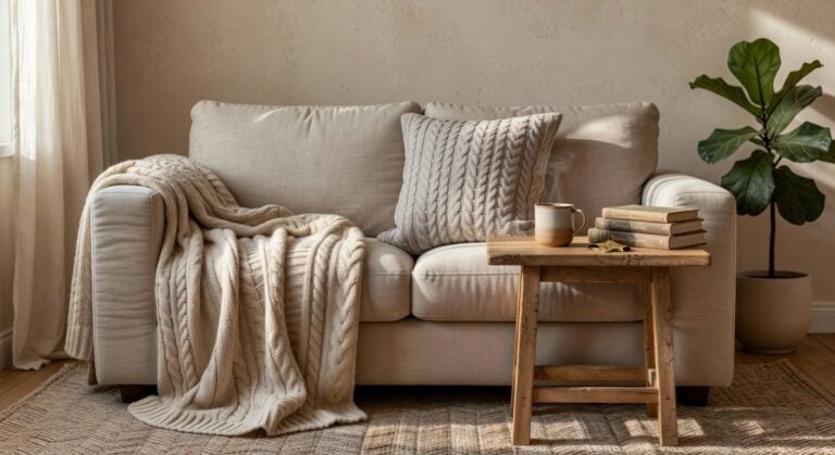 cozy cable knit linen pillows