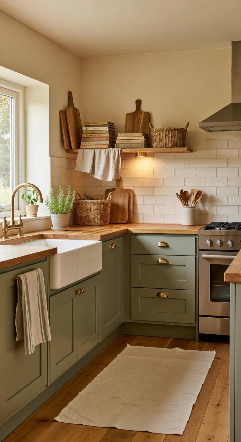 cozy layered lived in kitchen display