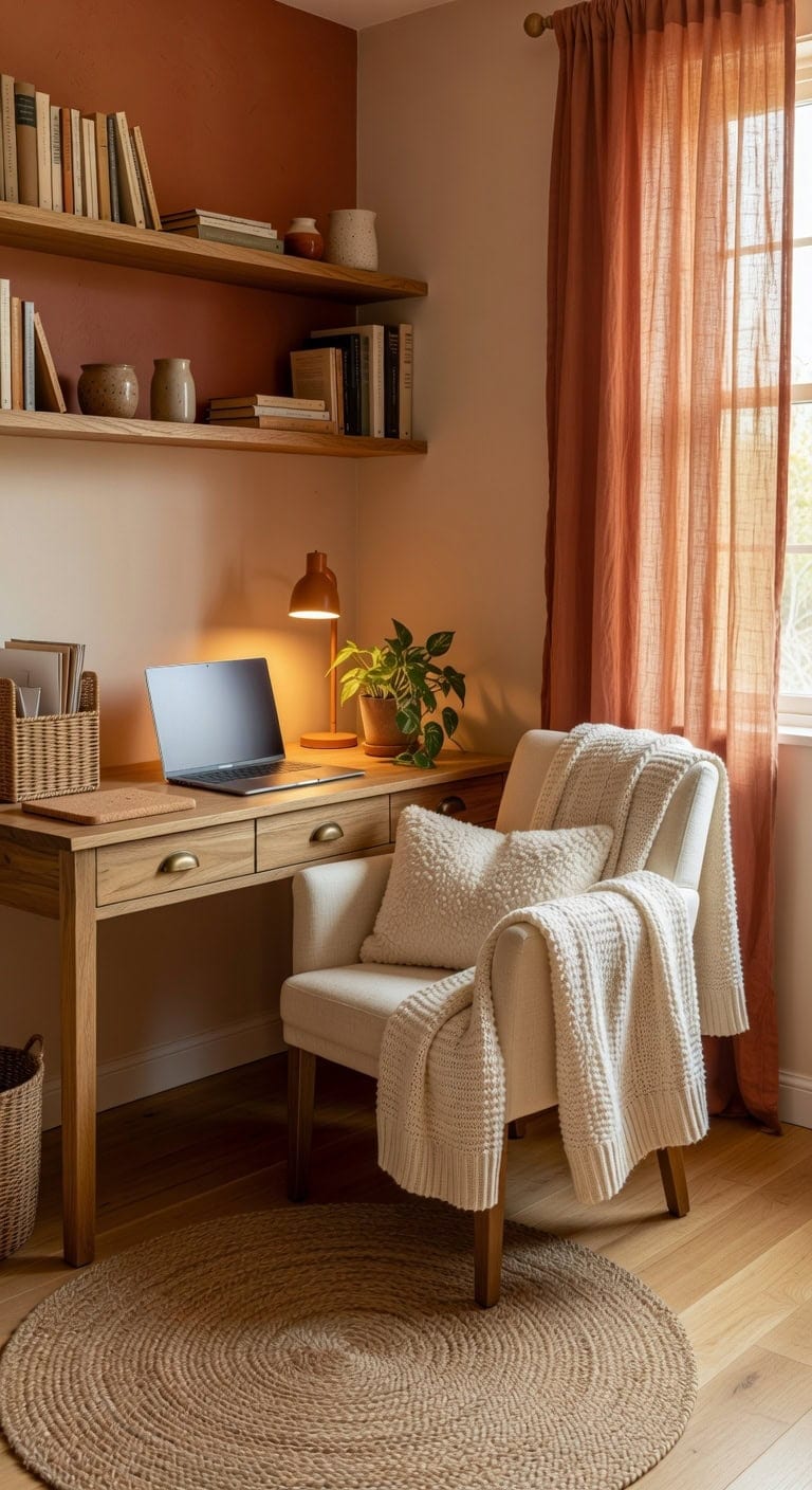 cozy layered textural home office