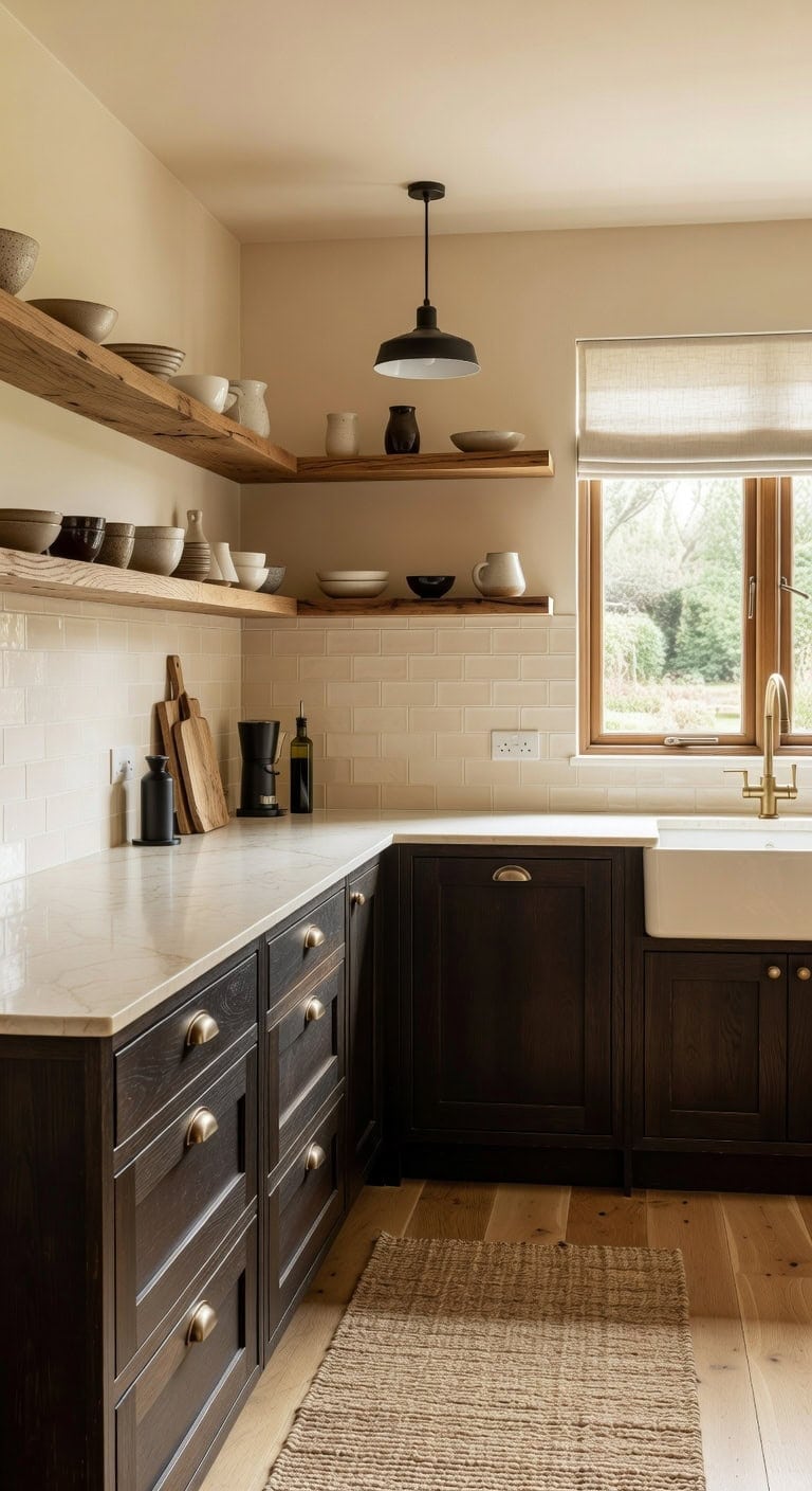 cozy natural layered kitchen aesthetic