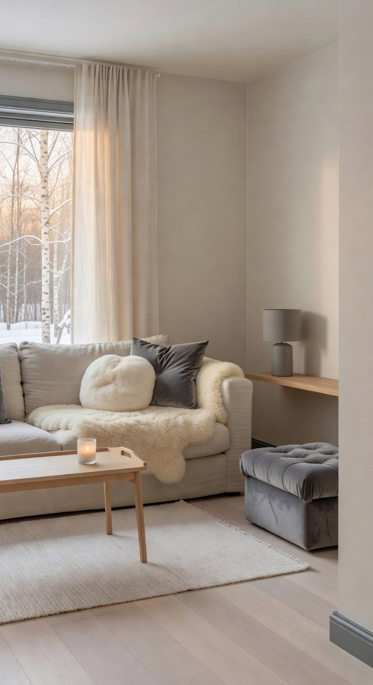 cozy nordic sheepskin tray table