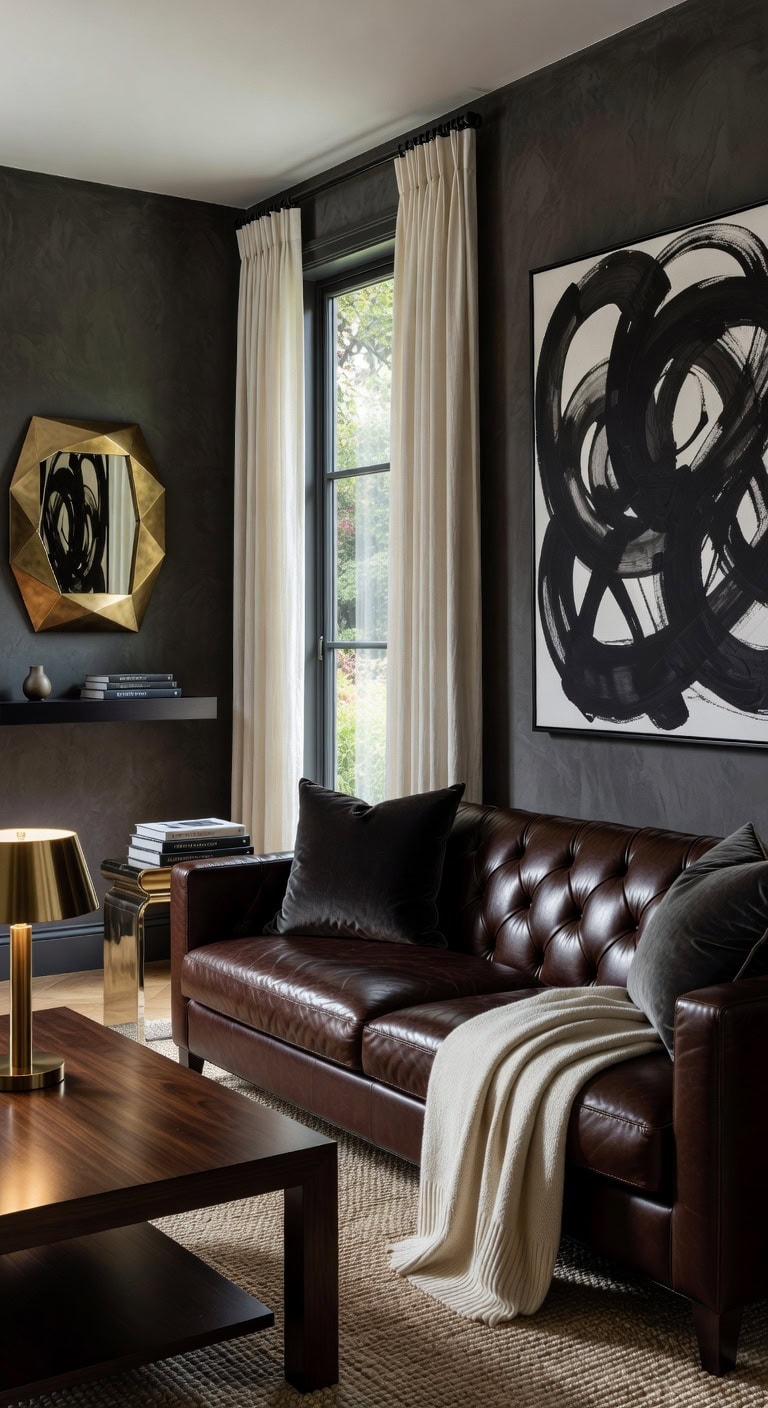 cozy rich dark brown livingroom