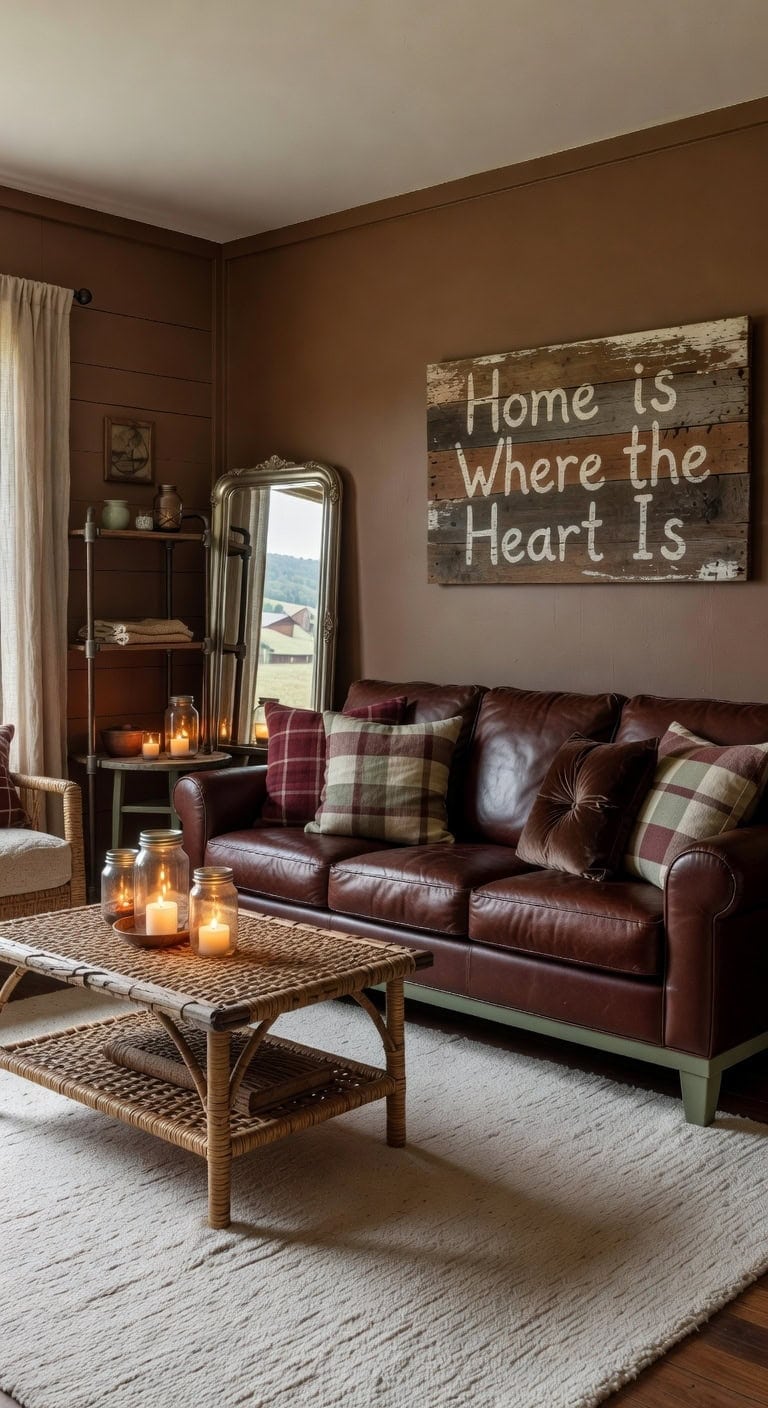 cozy rustic farmhouse livingroom