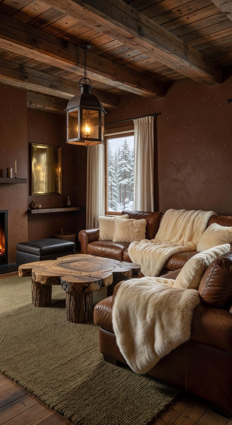cozy rustic faux fur retreat