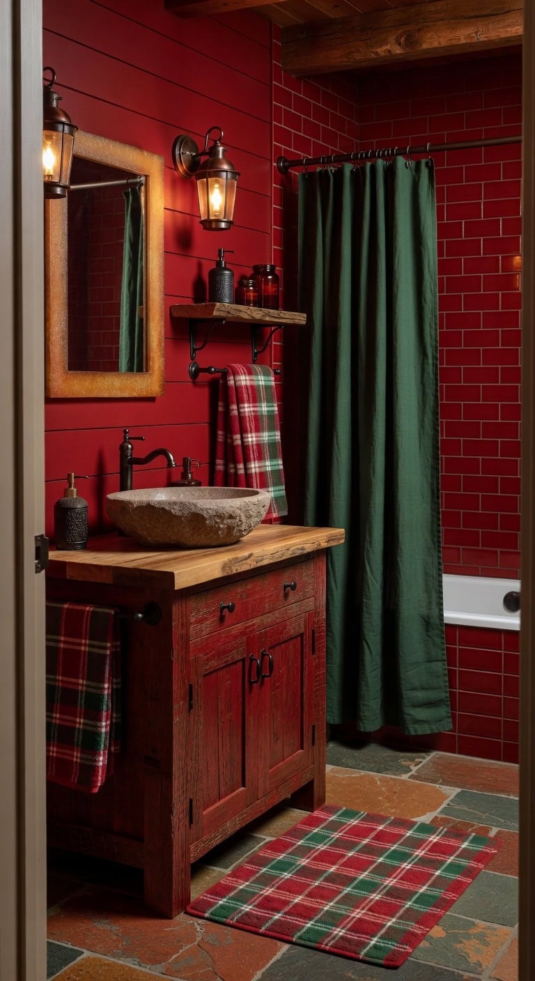 cozy rustic forest bathroom