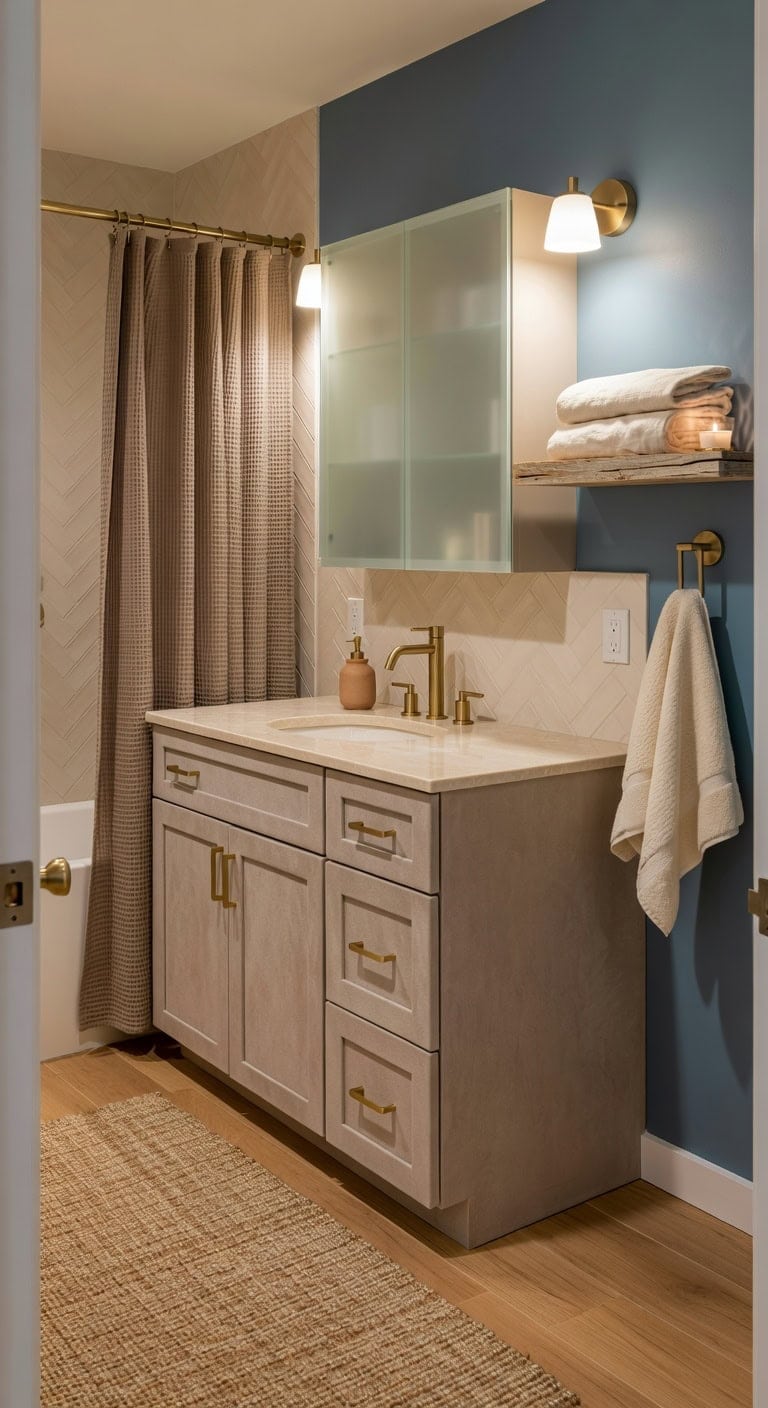 cozy taupe hygge bathroom