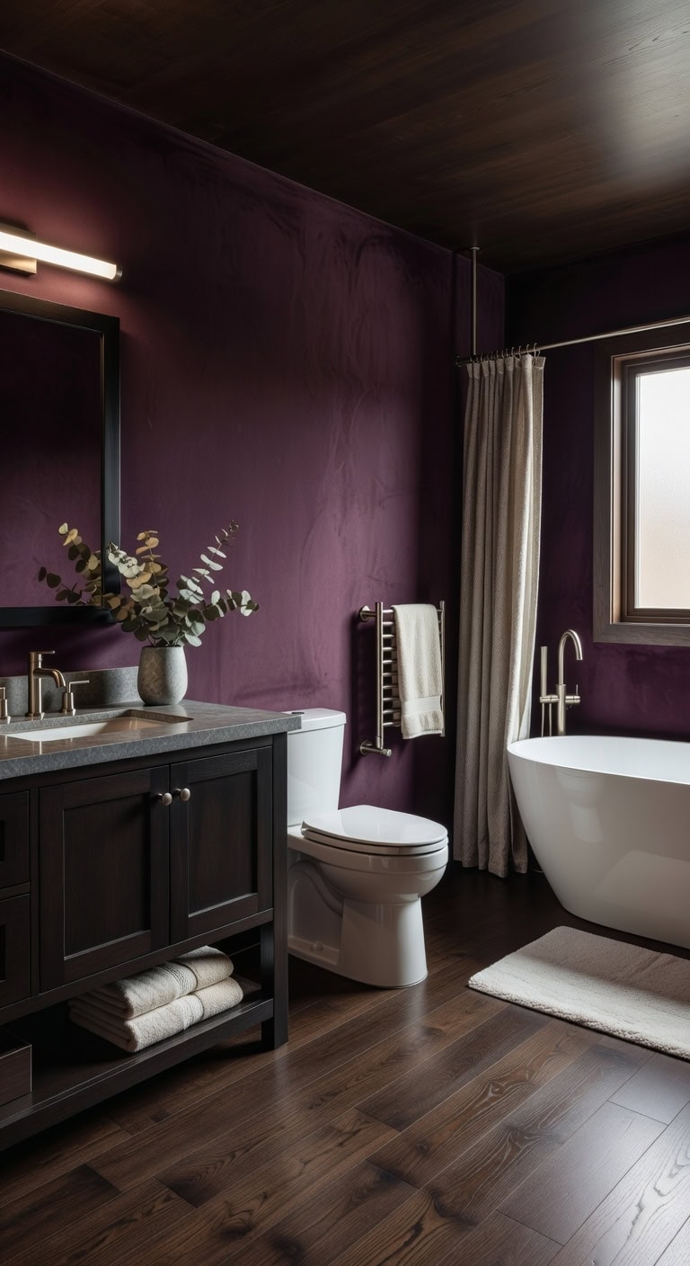 cozy yet sophisticated bathroom contrast