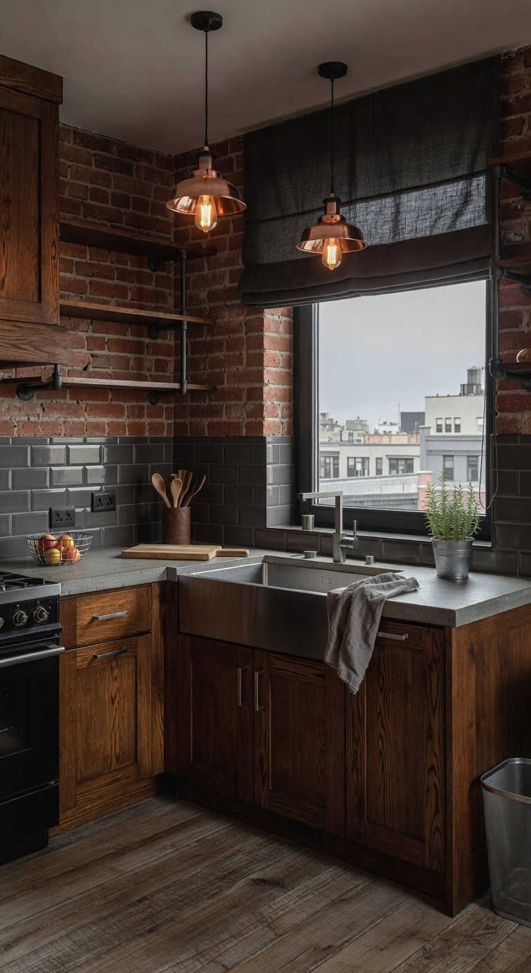 dark oak industrial kitchen