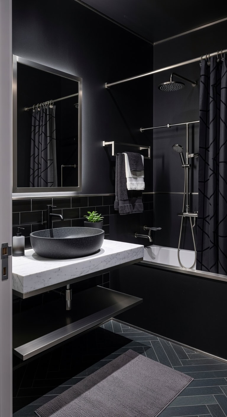 dark quartz chrome accents