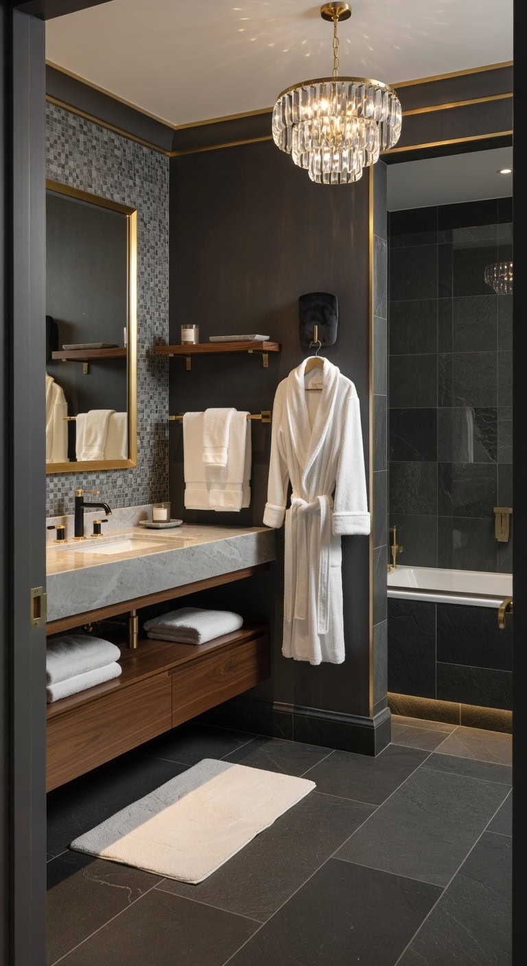 dark slate luxe bathroom